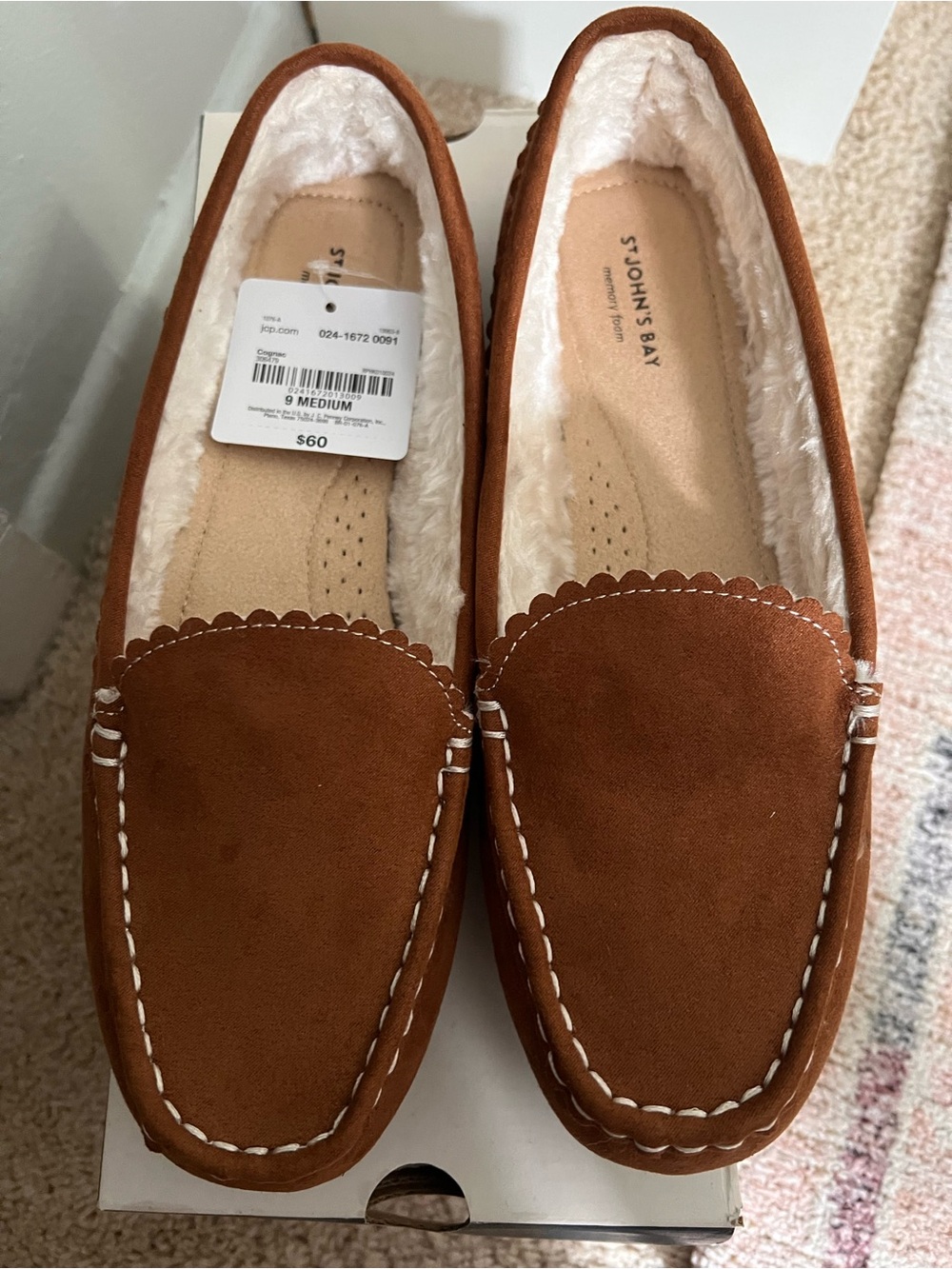 St. John's Bay Brown Faux Suede Moccasin Slippers